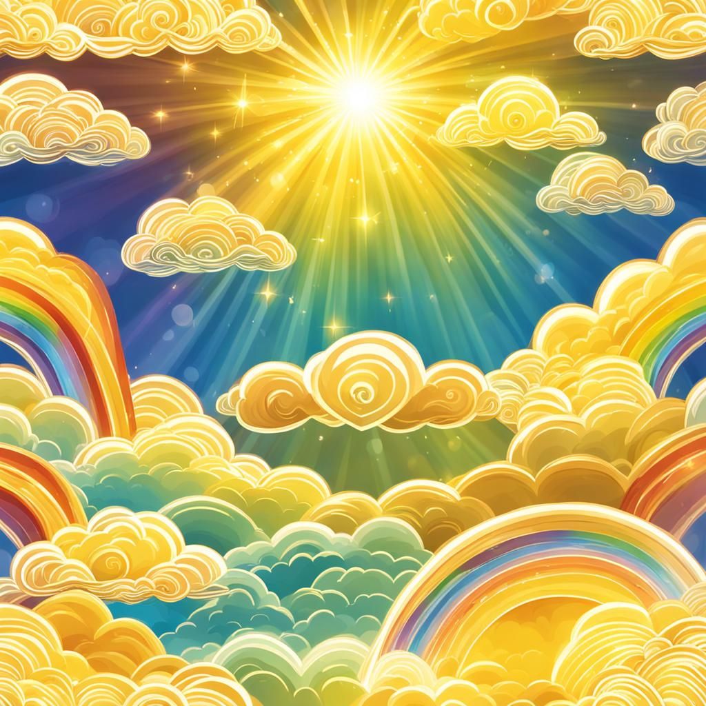 Golden Rainbow Sun Heart in Divine Light