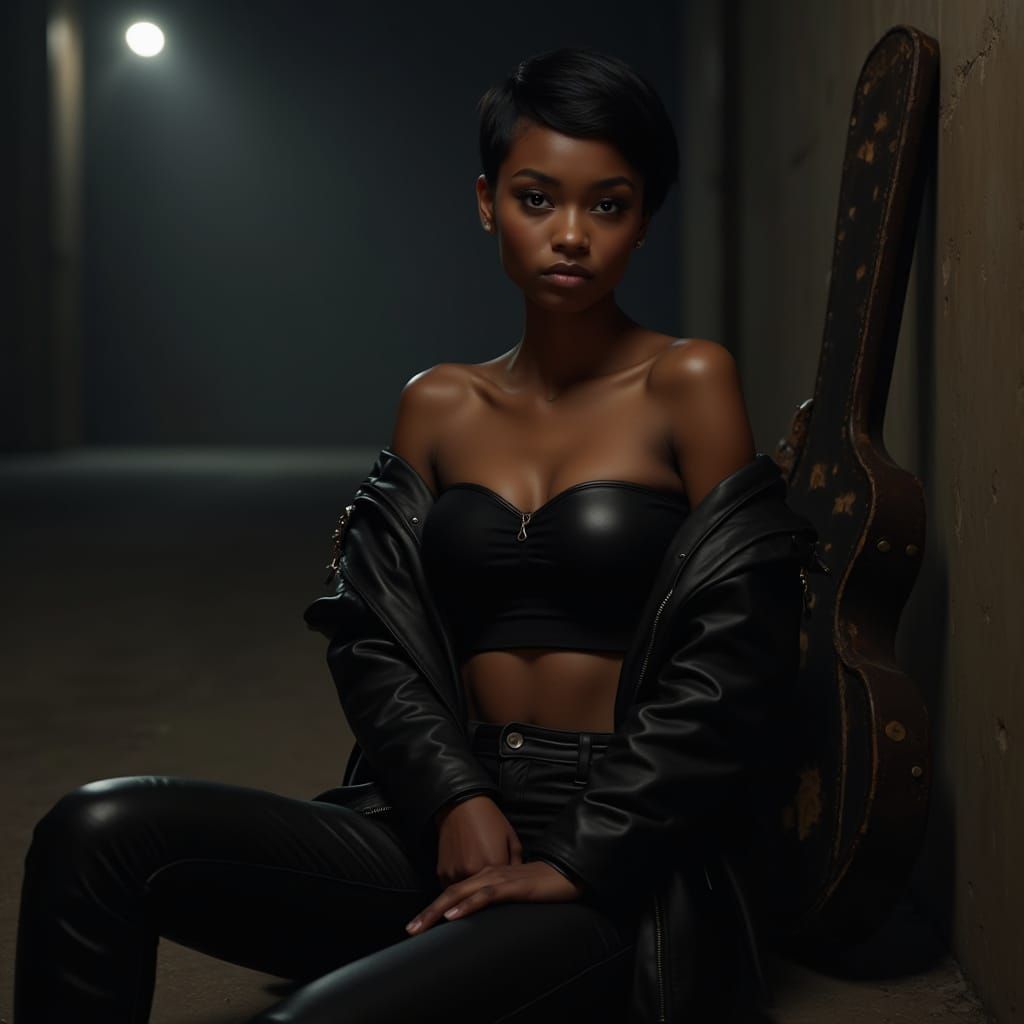 Athletically Built African American Woman in a Moody Loading...