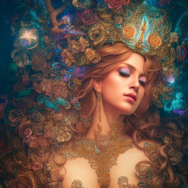 Beautiful Goddess of Lights: Hyperrealistic Detailed Photogr...