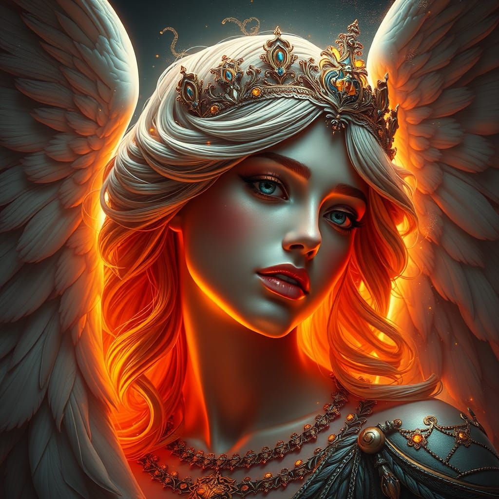 Ethereal Angel Portrait in Art Nouveau Style