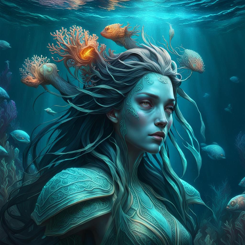 Enchanting Underwater Realm: Mythical Creatures and Biolumin...