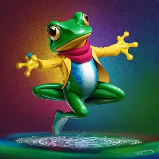 Vibrant Frog Dances with Colorful Energy