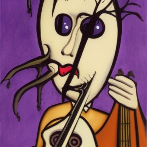 Vampire Lord Playing Bass Viol in Renaissance Style