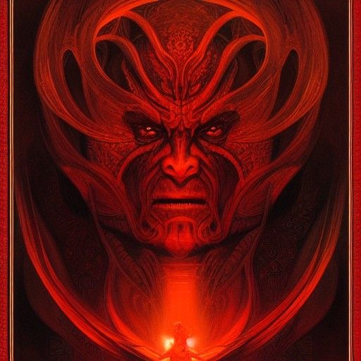 Balrog Portrait in Giger and Mucha Style