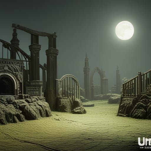 Detailed Graveyard Matte Painting in Deep Color