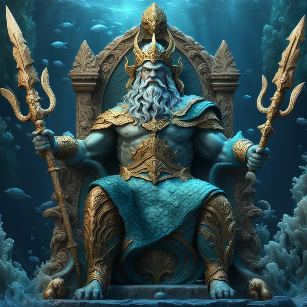 Poseidon, God of the Sea, on His Throne