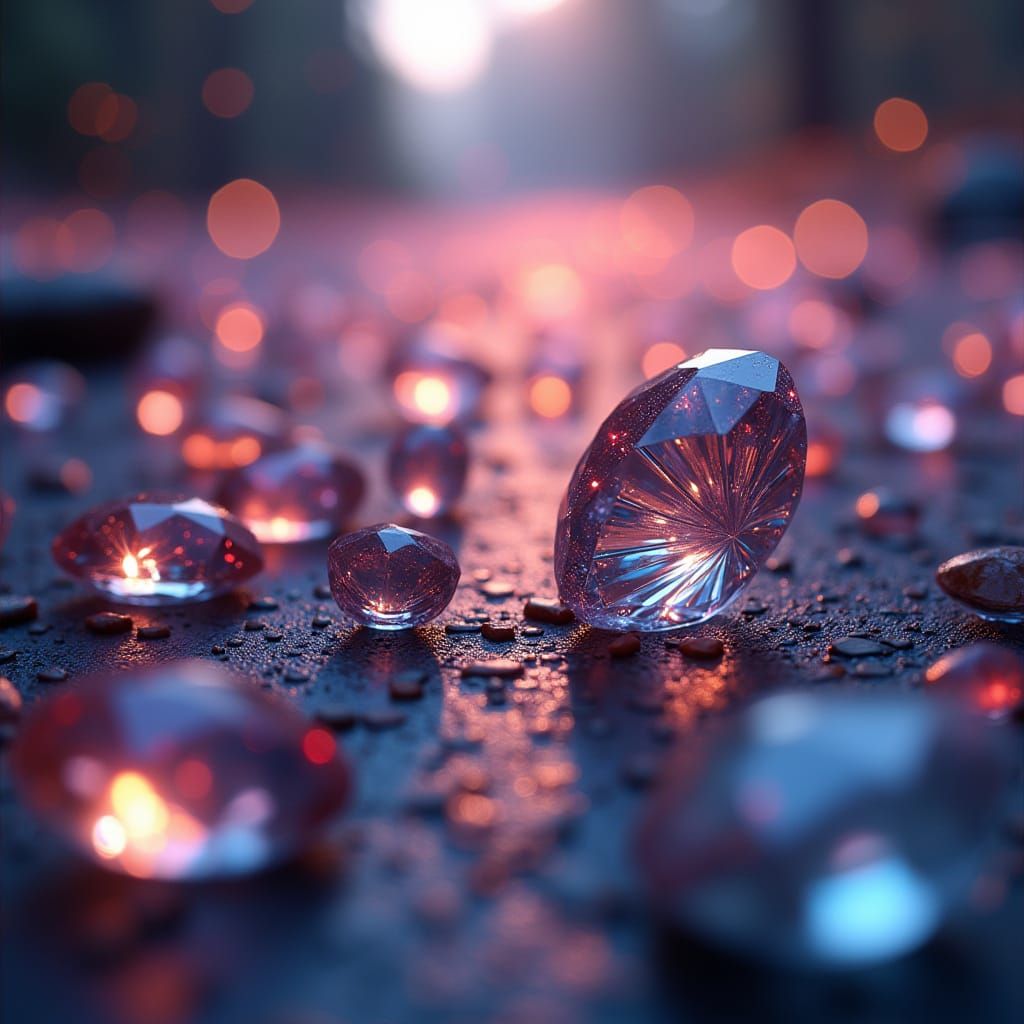 Diamonds Refracting Light in Kaleidoscopic Reflections