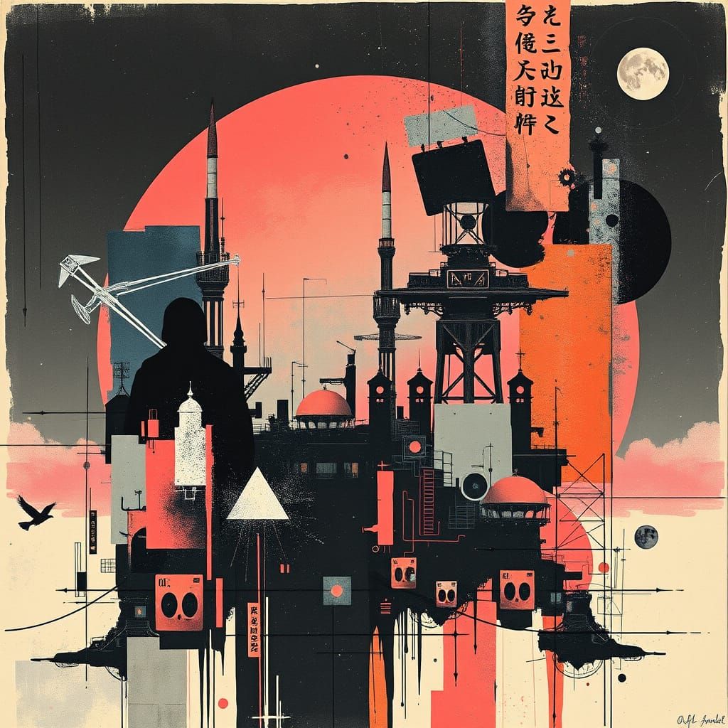 Steampunk Collage Album Art with Abstract Elements