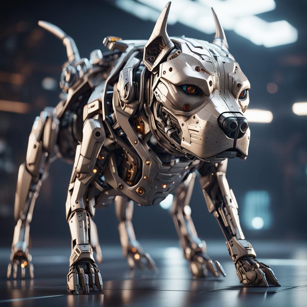 Futuristic Pit Bull Dog in Sci-Fi Space Costume