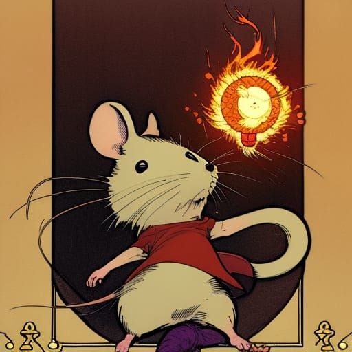 Mouse Throwing Fireball: Comic Art in Anime Style