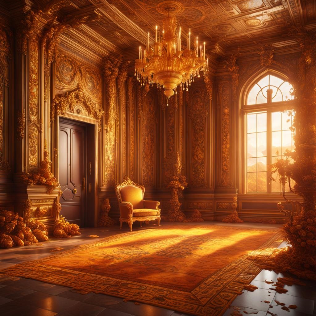 Detailed Amber Room Matte Painting in Unreal Engine