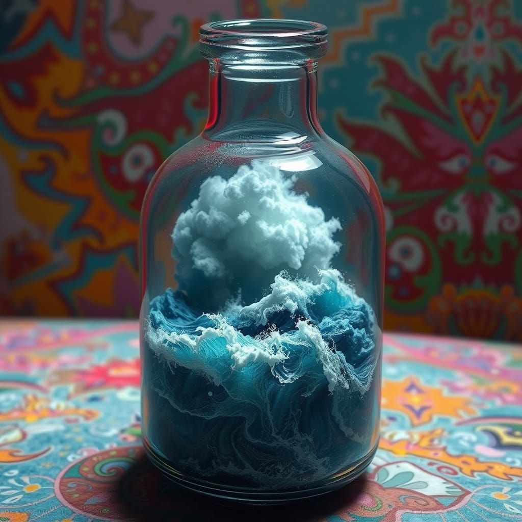 Stormy Ocean in a Bottle: Hyperrealistic Art