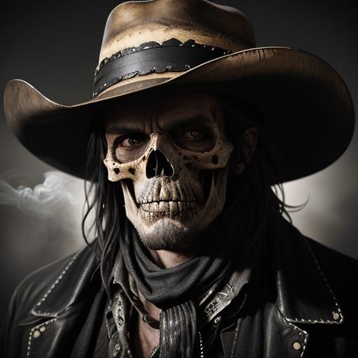 Renegade Skull Cowboy Portrait in Ambient Light