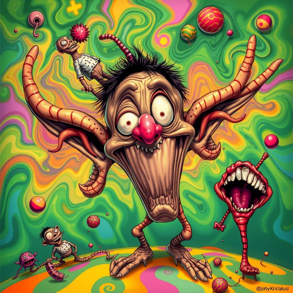 Psychedelic Surrealist Masterpiece in Exaggerated Cartoon St...