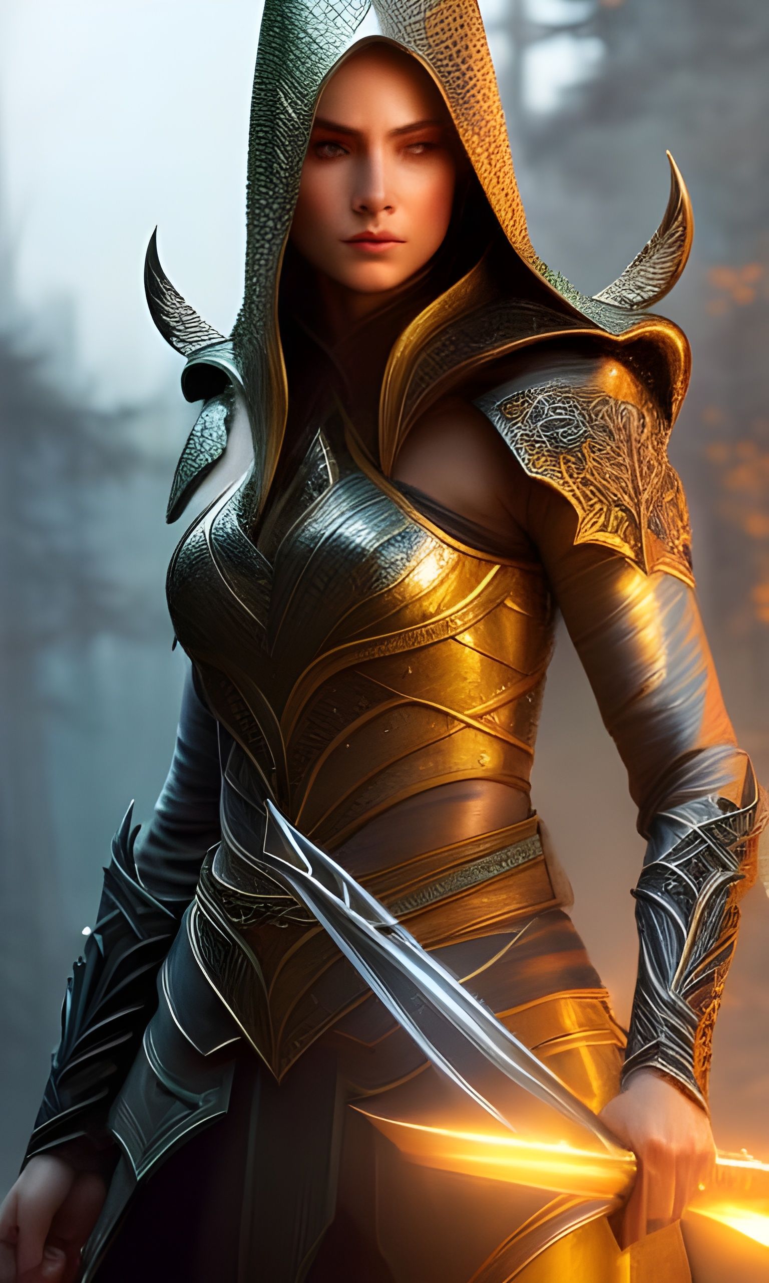 Elven Archer Portrait in Hyperdetailed Fantasy Art