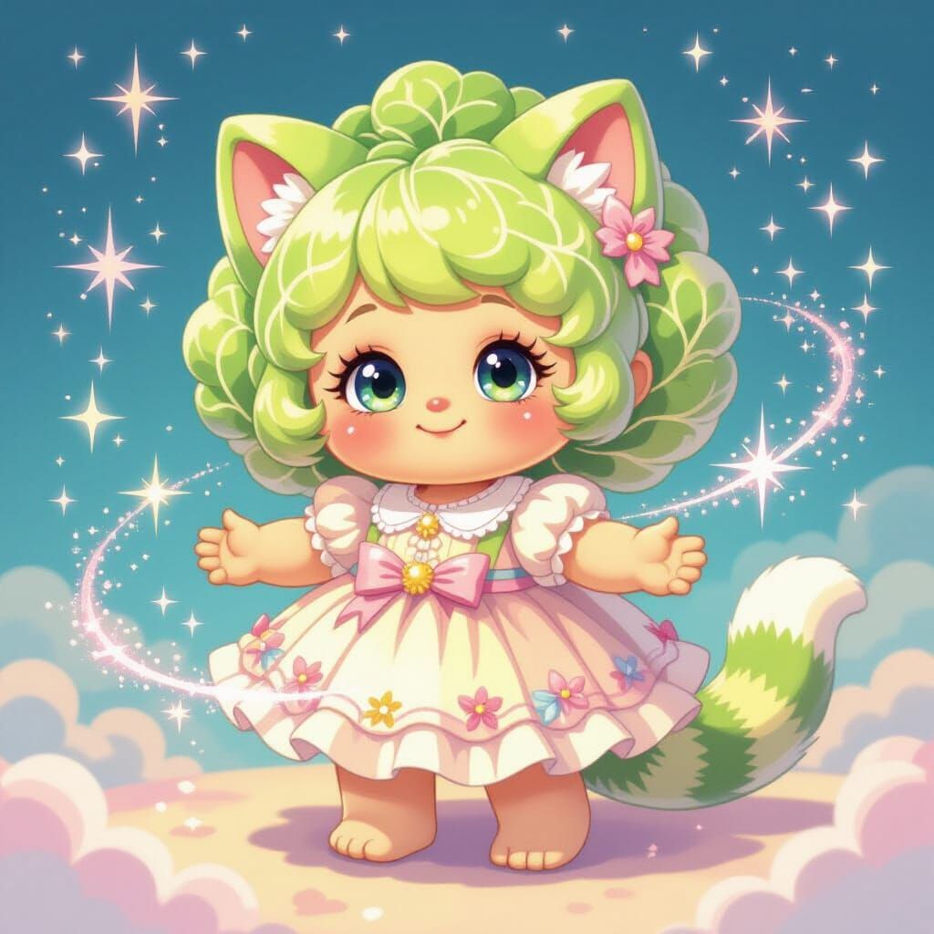 Cabbage Patch Nekomata in Pop Surrealist Style
