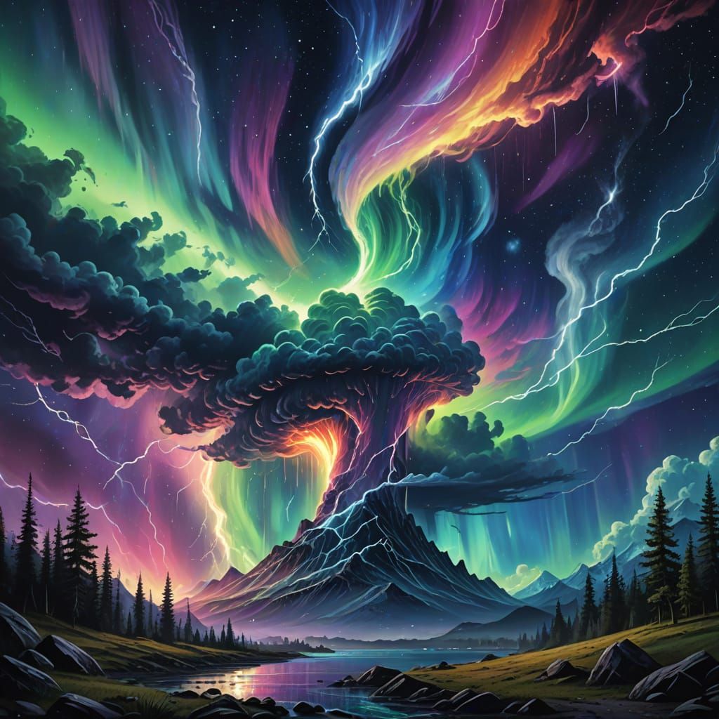 Surreal Cosmic Storm Unfolds Amidst Celestial Spectacle