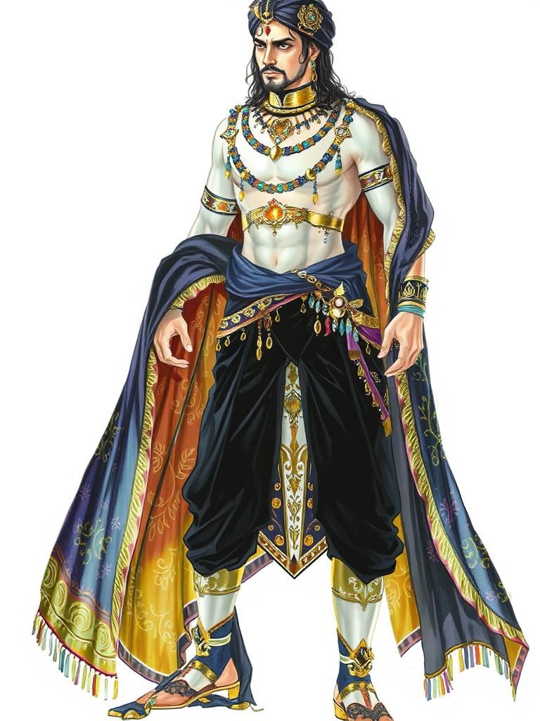 Regal Indian Prince in Dark Mystical Illustration
