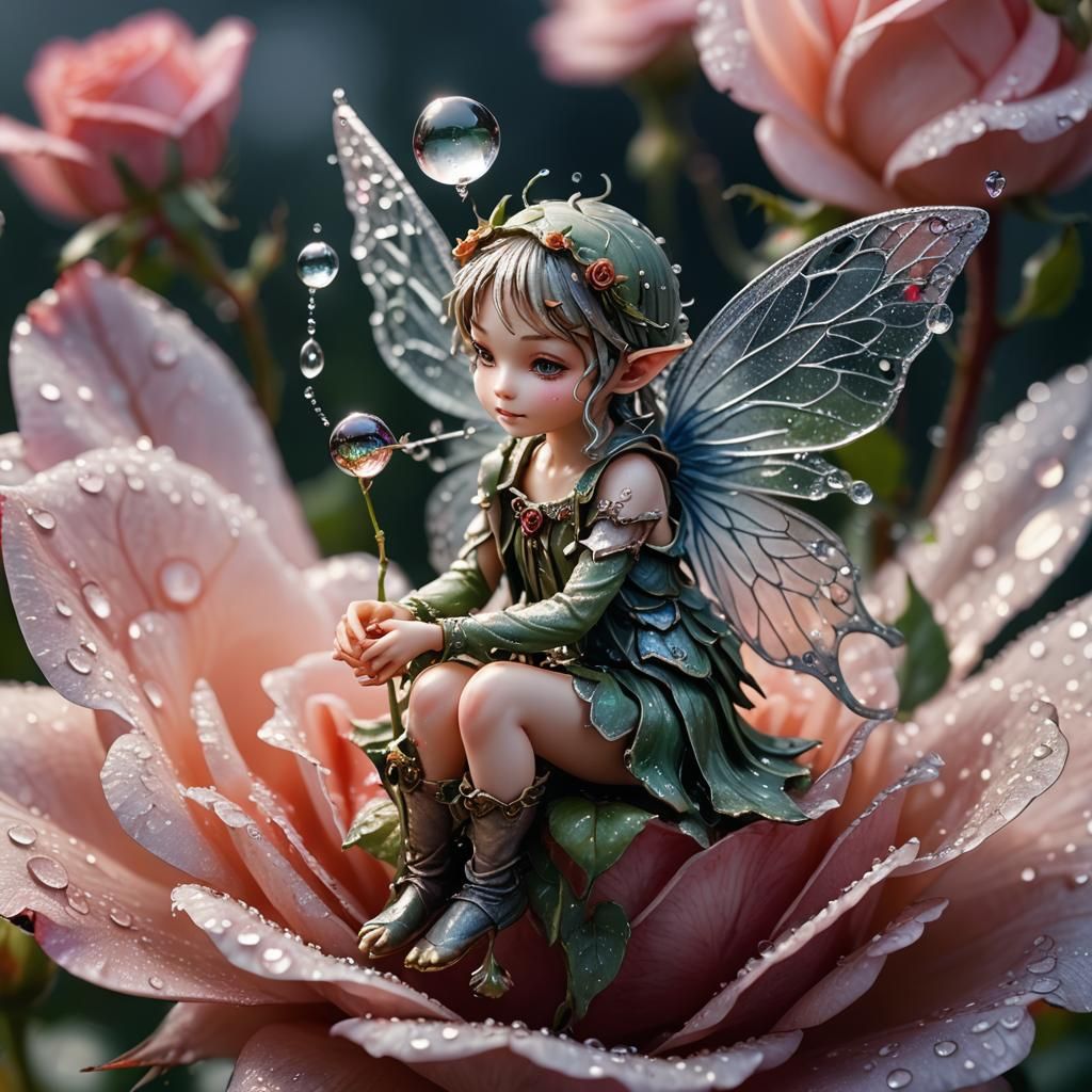 Fairy on a Rose: Hyperrealistic Macro Photography