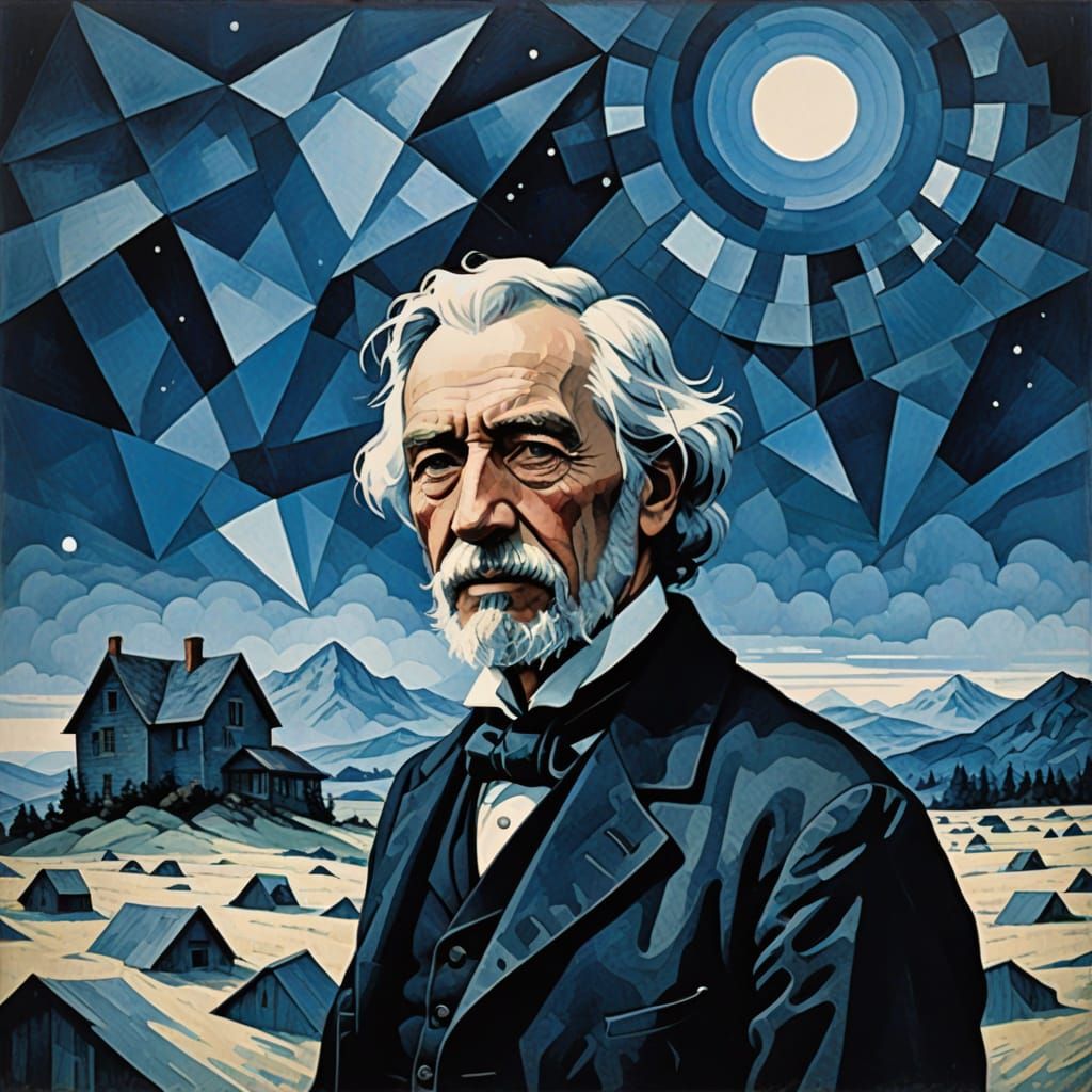 Albert Schweitzer in Euphoric Crystal Cubism