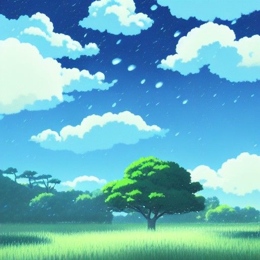 Calming Night Landscape by Studio Ghibli
