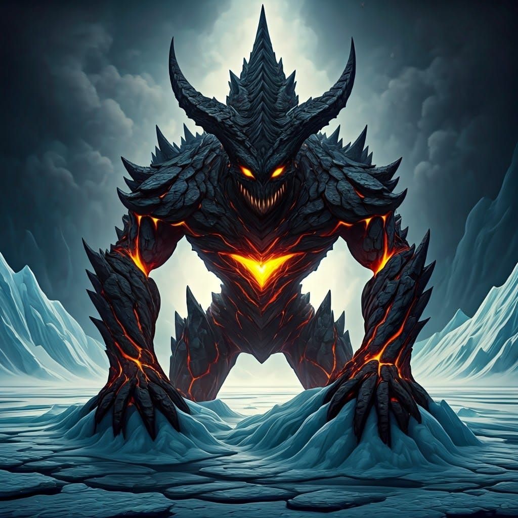 Vibrant Alien Form Erupts from Arctic Ice in Abstract Art