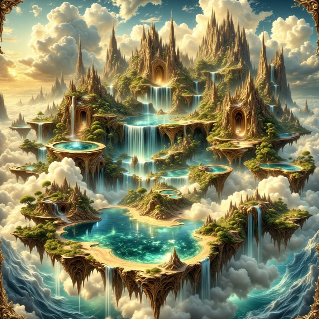 Magical Floating Island with Hidden Library