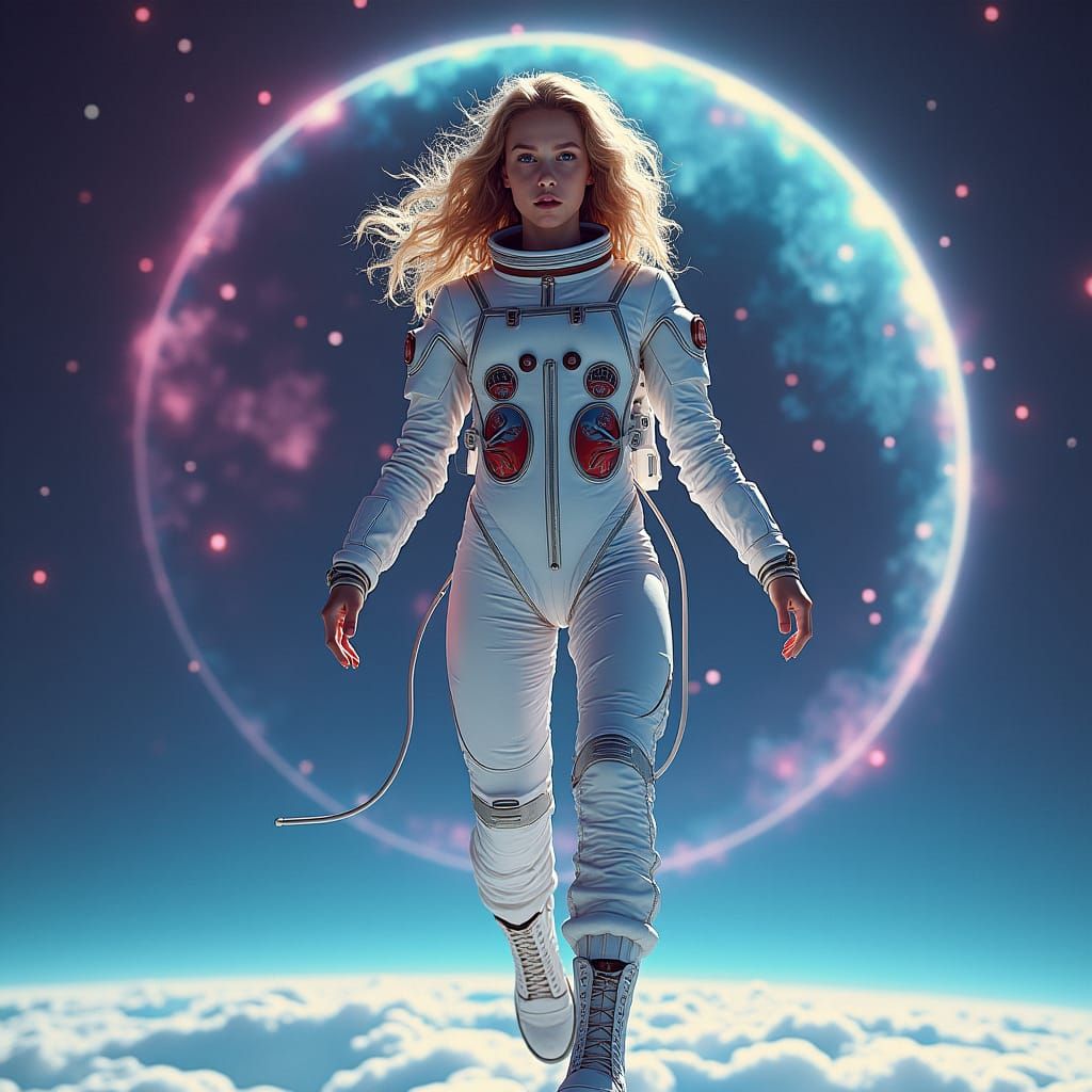 Astronaut Woman in Space Exploration Style