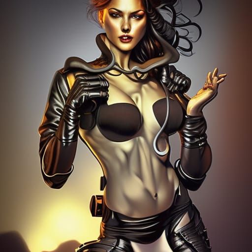 Woman in Gas Mask, Comic Book Art Style