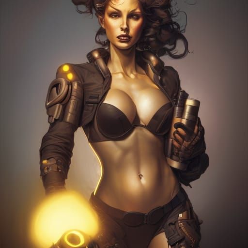 Woman in Gas Mask, Comic Book Art Style