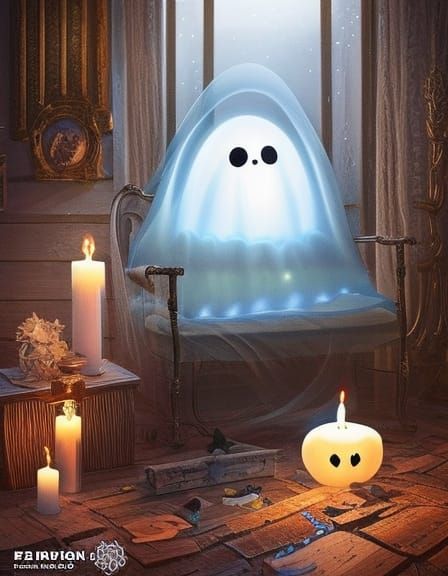 Cute Translucent Marshmallow Ghost Cartoon