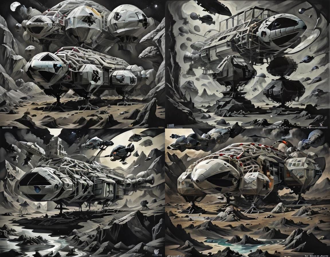 Colossal Spaceships Gray Quad