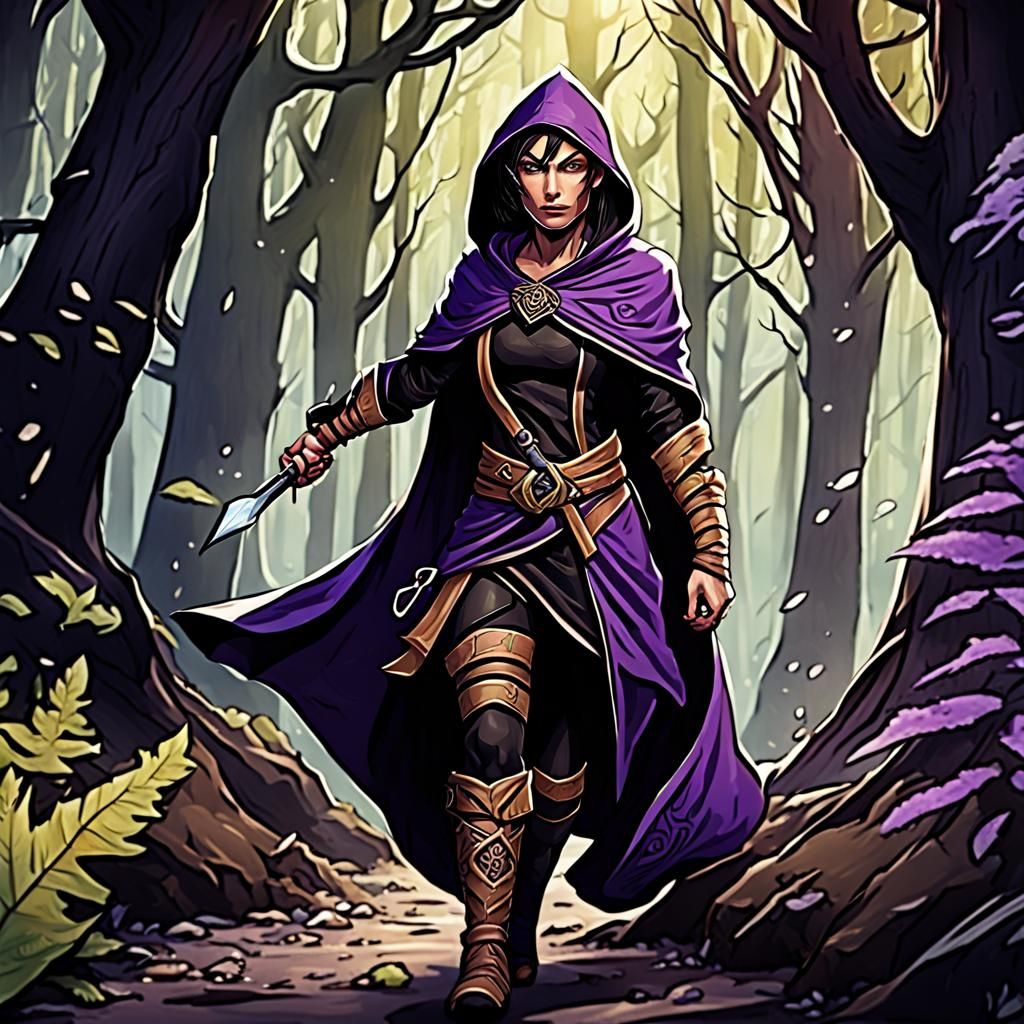 Half-Elf Rogue Portrait in a Fantasy Forest