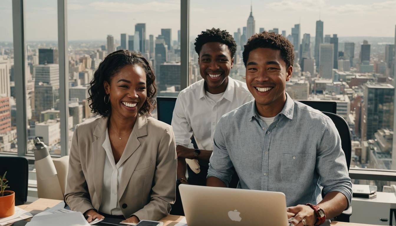 Smiling Professionals Working in City Office