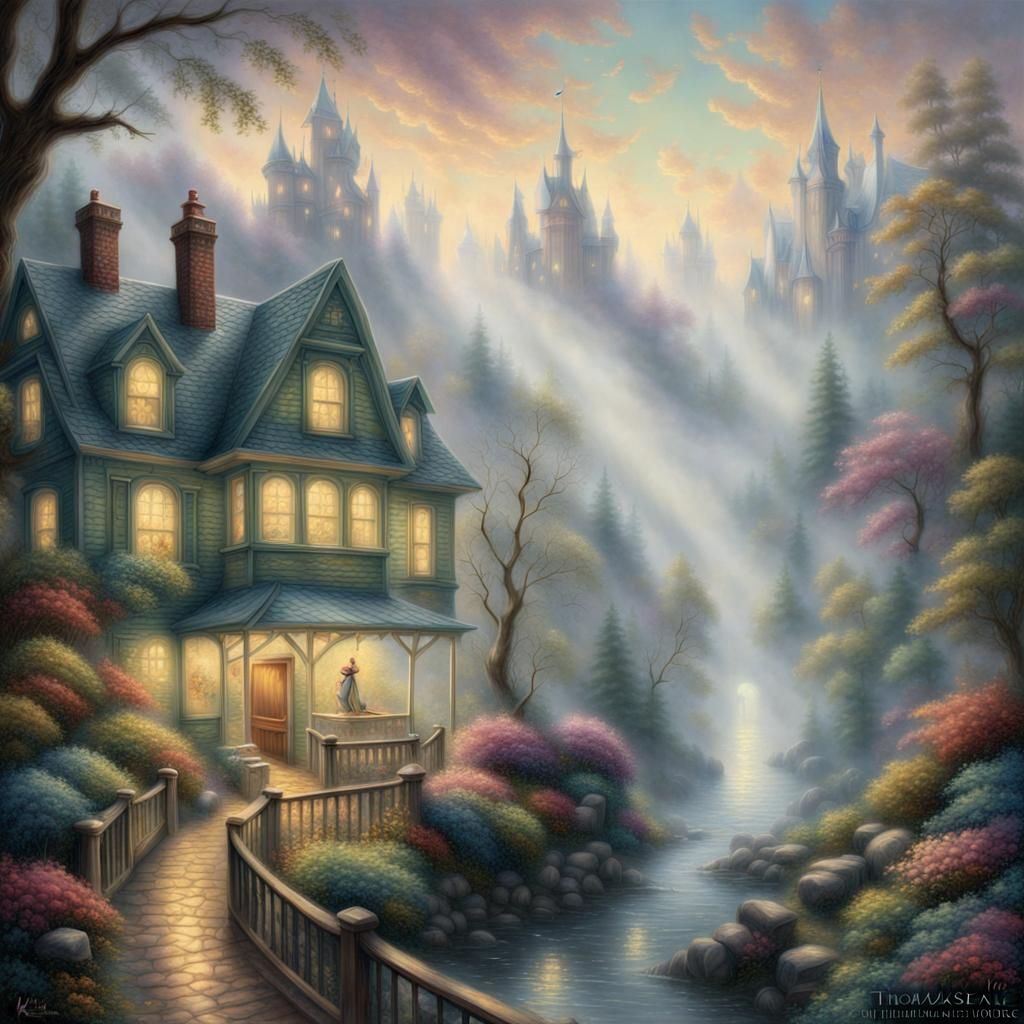 Monster in Curtains: Ethereal Fantasy Scene