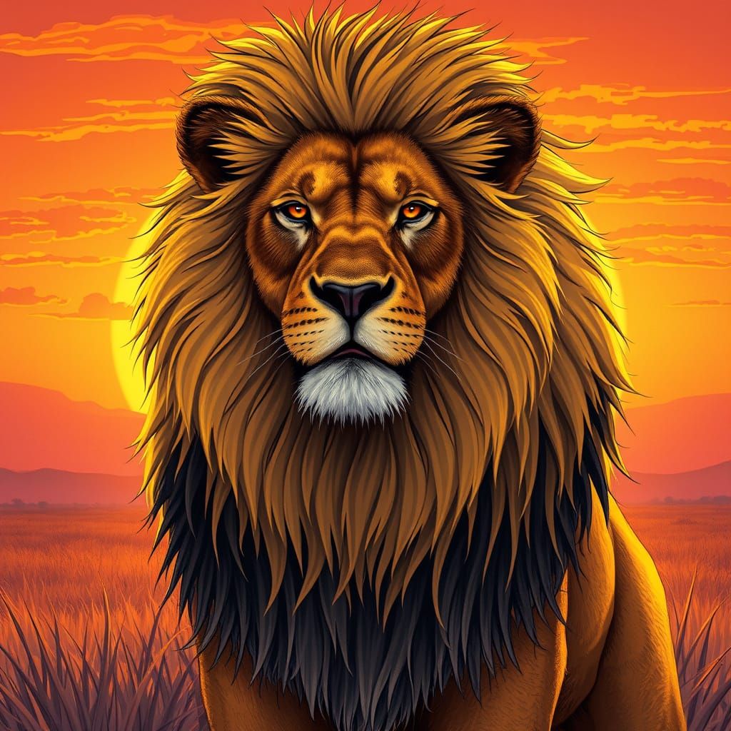 Majestic Lion in Golden Light