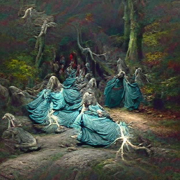 Witches Sabbath in Dream Forest, Gothic Style