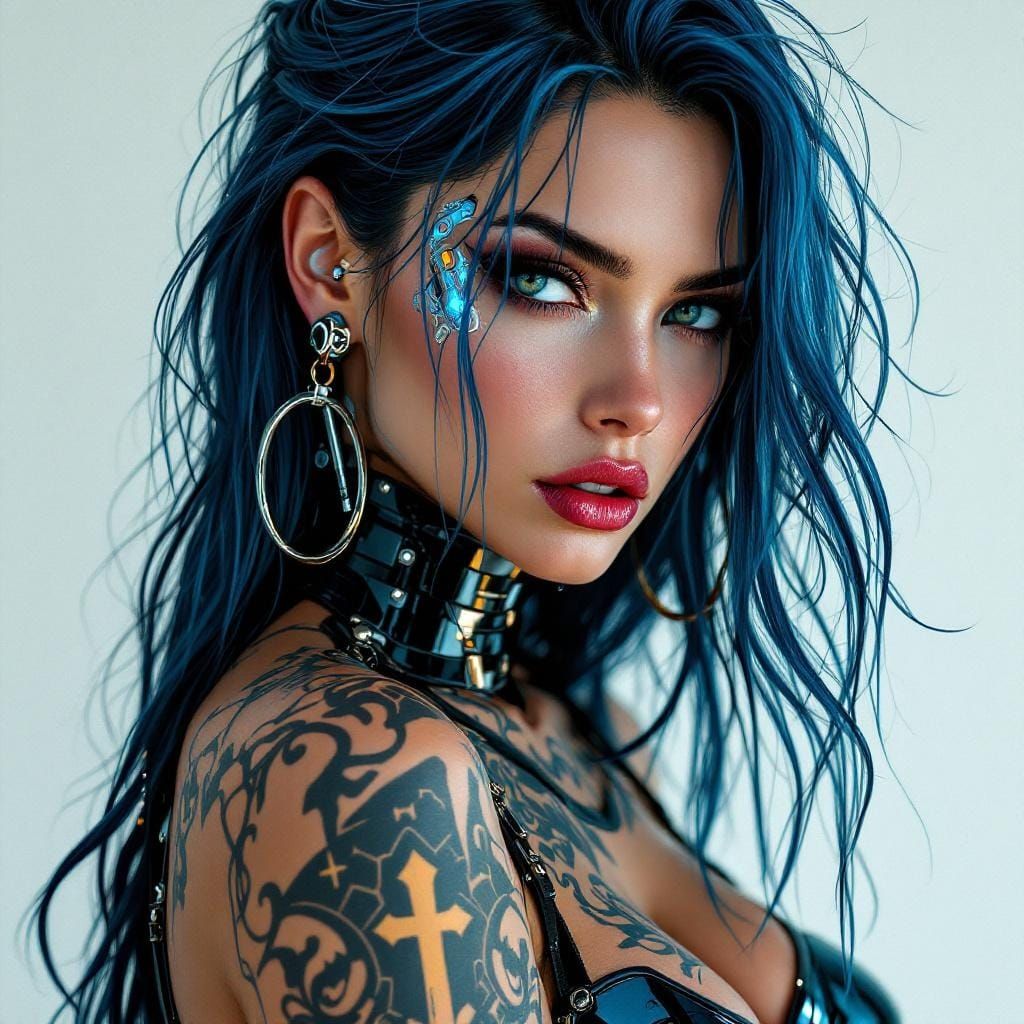 Cyberpunk Femme Fatale in Chrome Armor