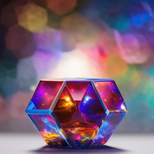 cosmic Cubism Transparent delicate  Cubic Universe glass cube, 16k resolution photorealistic, bokeh, a masterpiece by ar...