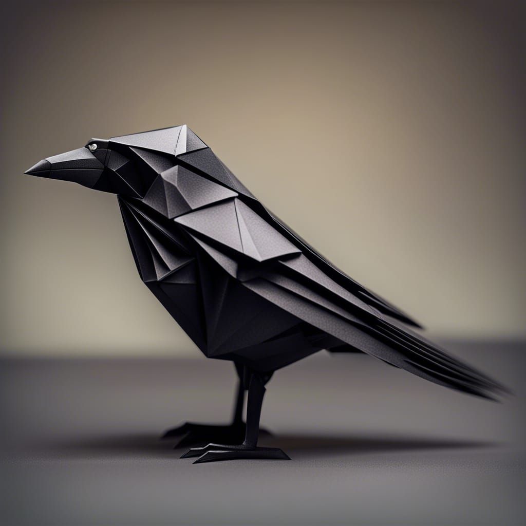Origami Raven Papercraft in 8K Resolution