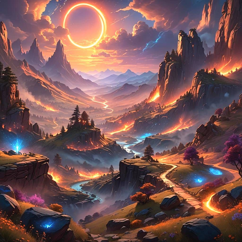 Sunrise Sparks: Detailed Fantasy Concept Art