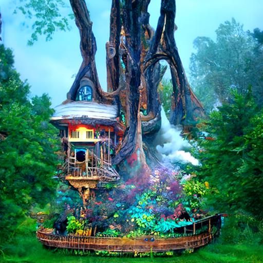 Ethereal Treehouse in Luminist Fantasy Style