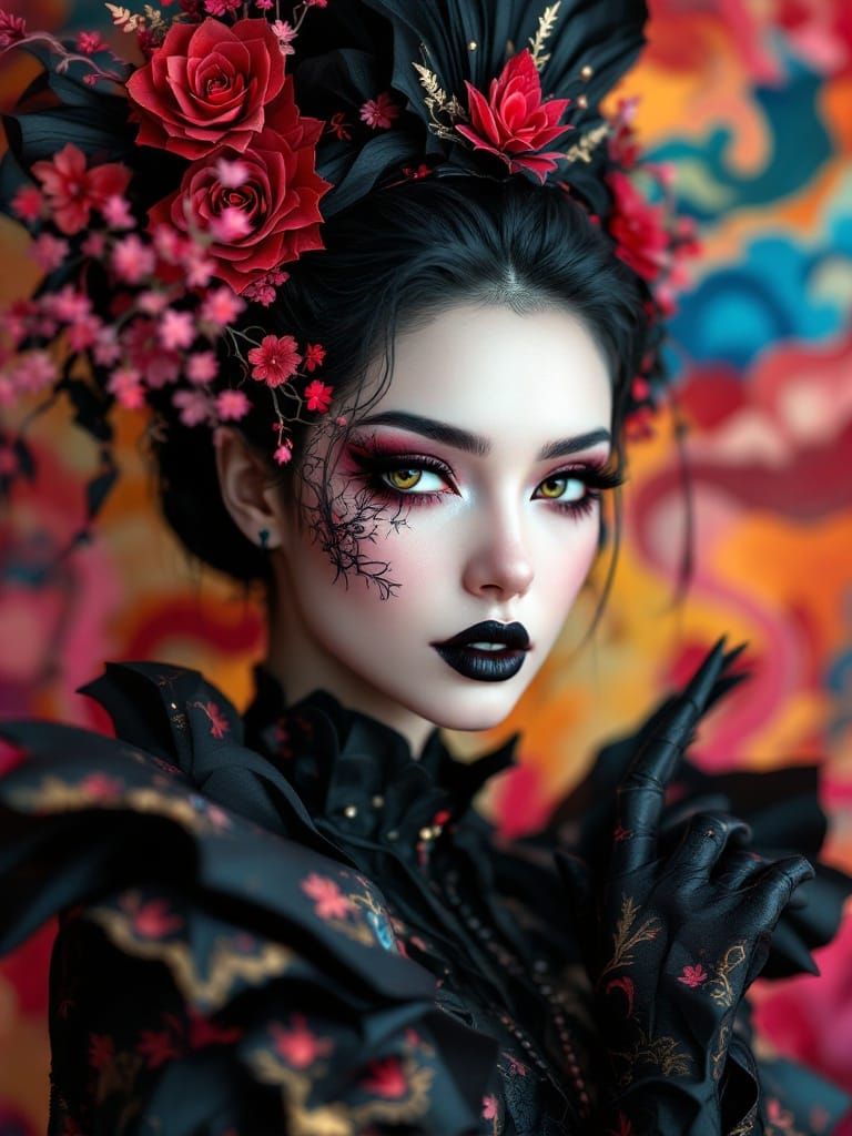 Gothic Princess Portrait in Art Nouveau Style