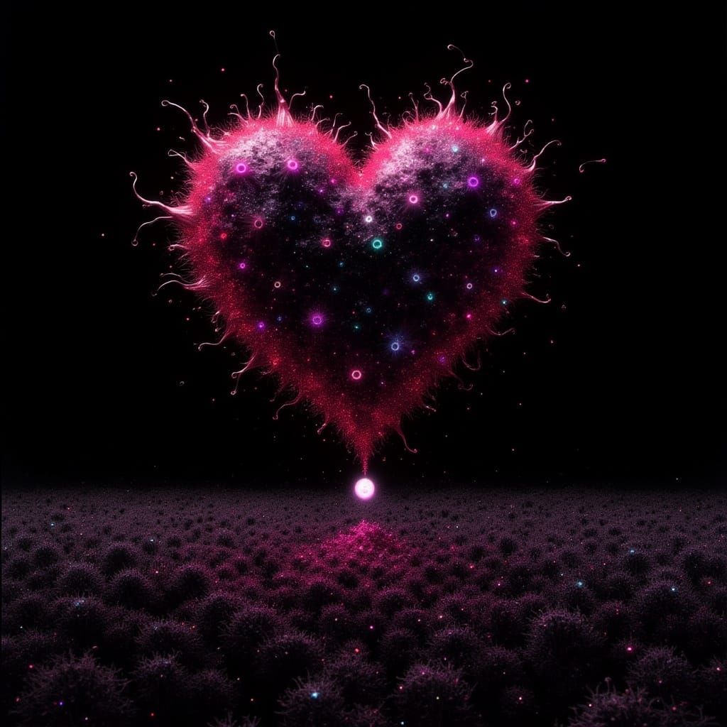 Surreal Gradient Heart in a Dark, Ethereal Void