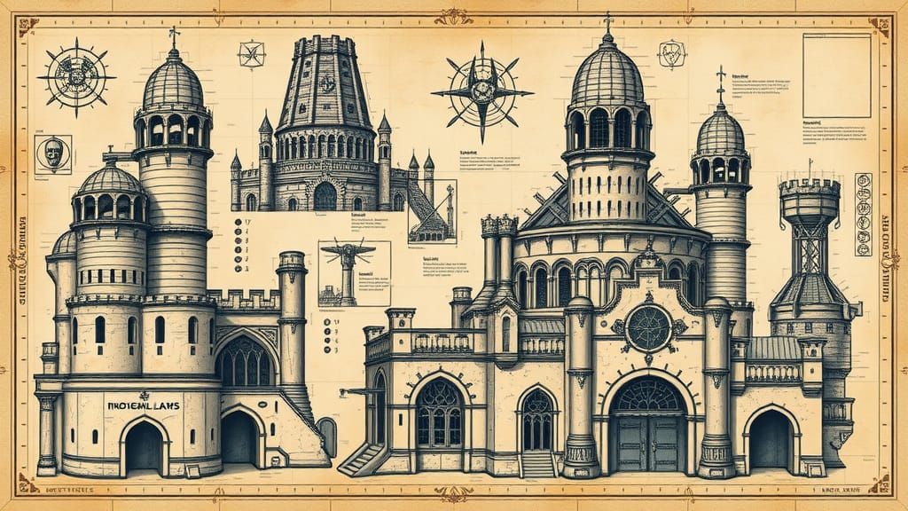 Warhammer 40k Blueprints: Ancient Ruins in Watercolor
