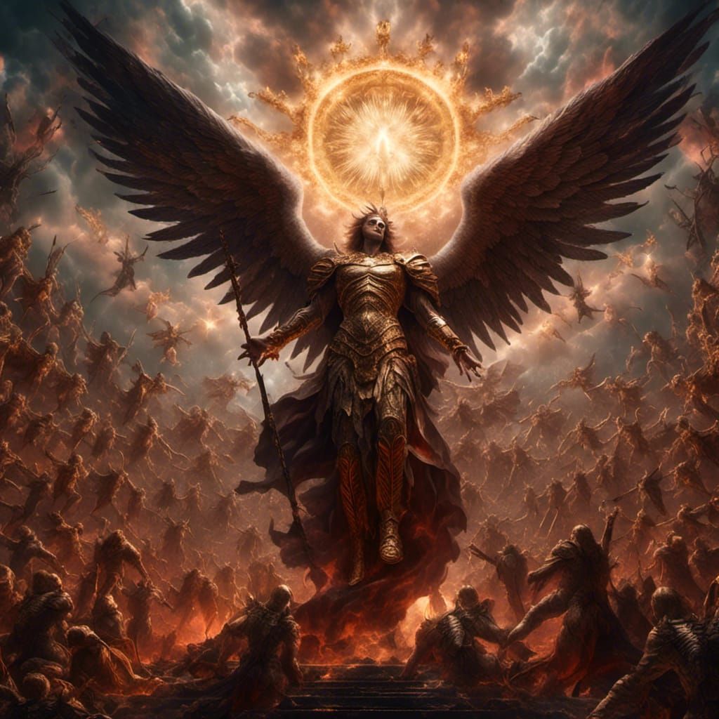 Archangel Michael's Victory Over Demons: Fantasy Art