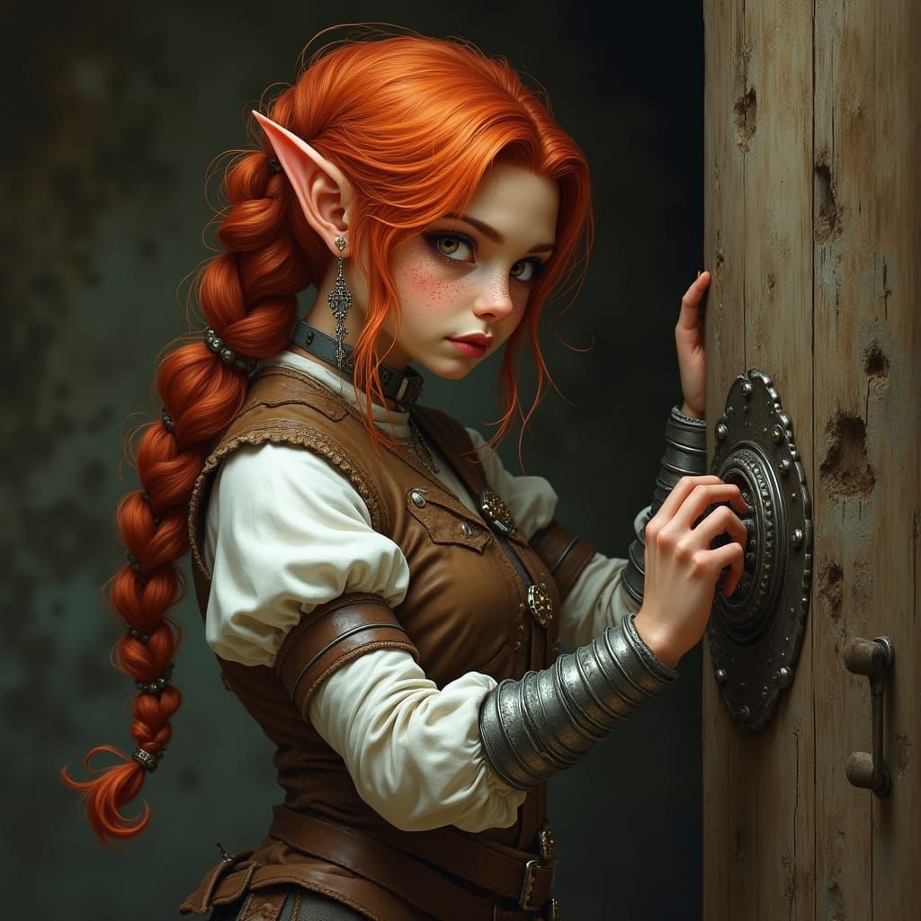 Gnome Rogue Unlocks Mystery, Fantasy Art