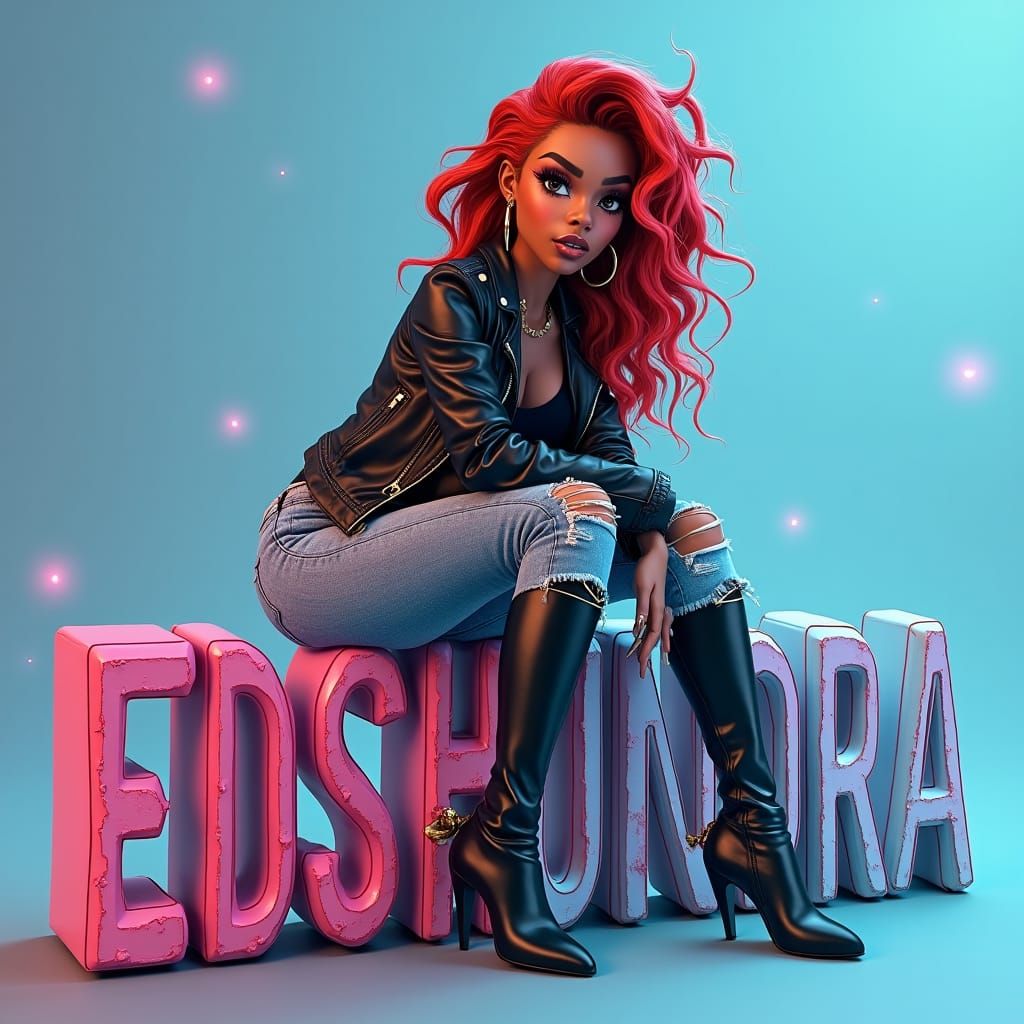 Vibrant 3D Cartoon Portrait of an African American Woman