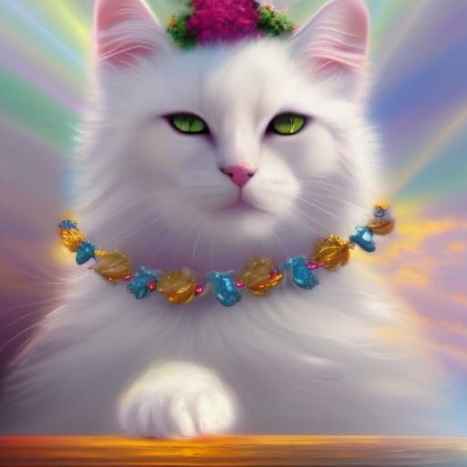 Jeweled Cat in Ethereal, Divine Light