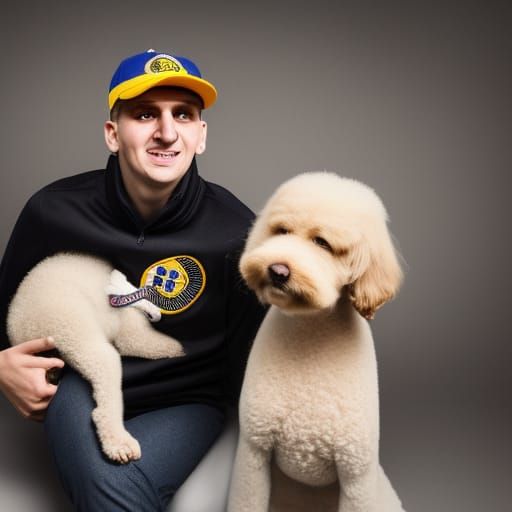 Nikola Jokic Portrait with Golden Doodle, Professional Photo...